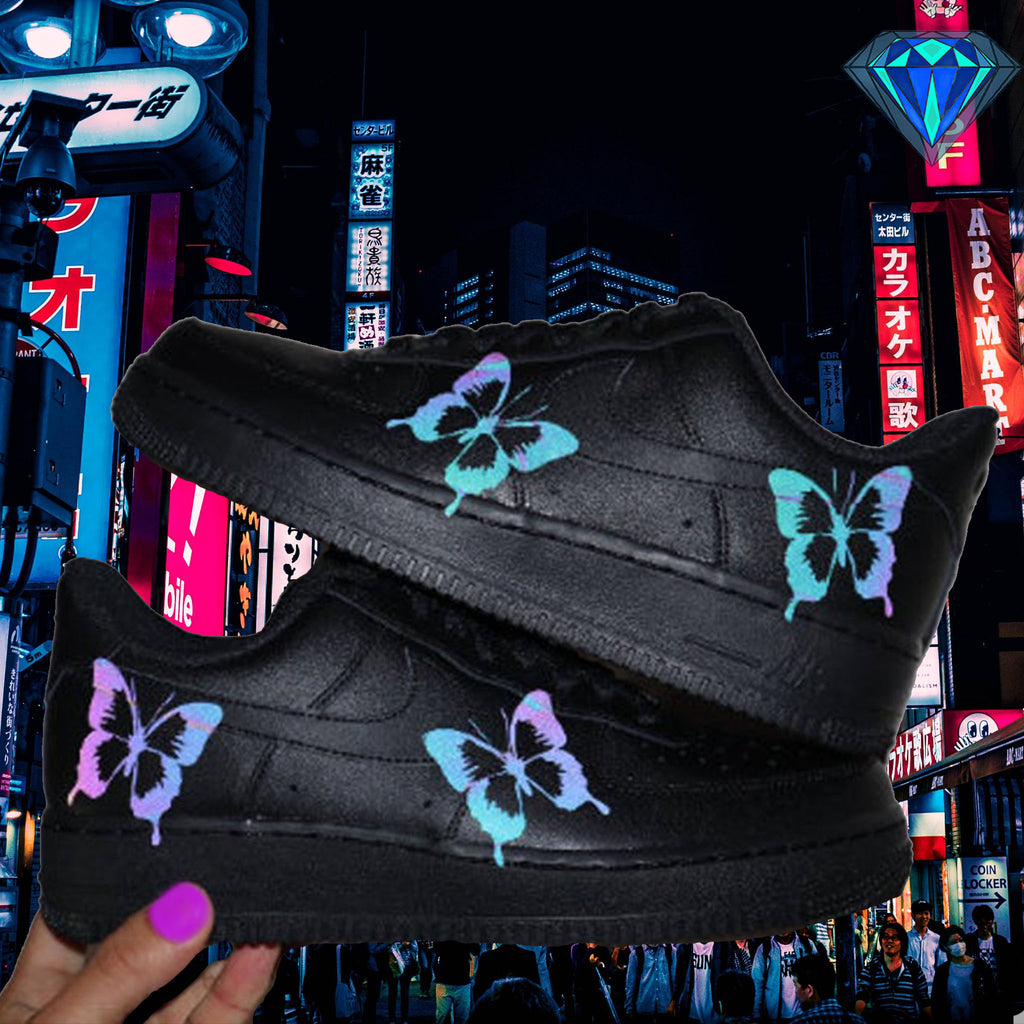 Reflective Two Tone Pink Butterfly Nike Air Force 1 