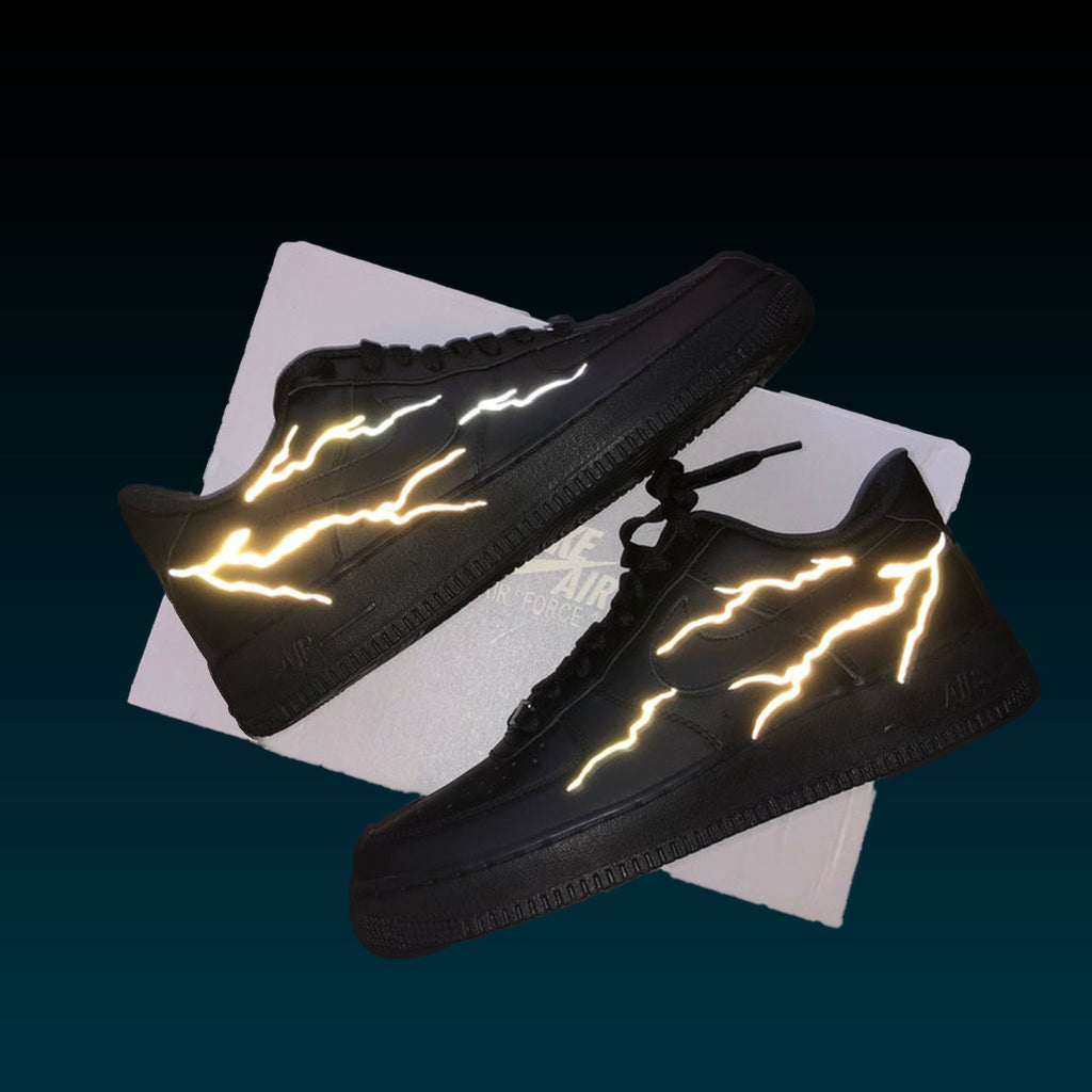 Nike Af1 Air Force 1 Custom - Reflective Flames - All Sizes - Unisex - Sneaker Lightning Thunder Shoes